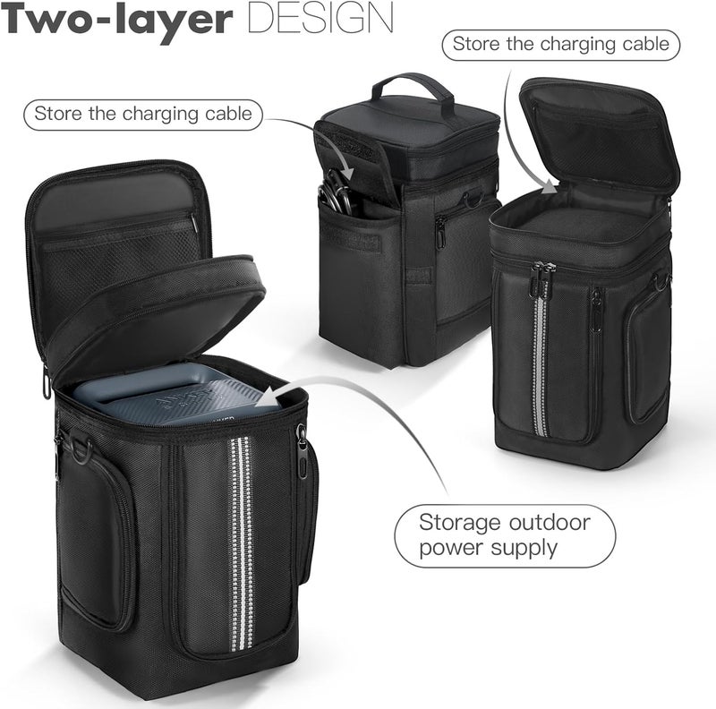 MRINCA Carrying Case Compatible with Anker SOLIX C300 Portable Power Station, Protective Storage Bag with Pockets for Outdoor Travel Camping Charging Accessories - Image 4